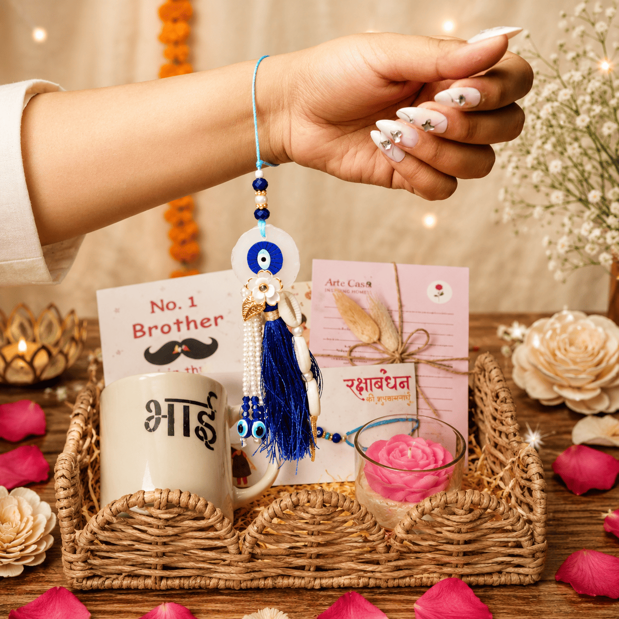 Bhai Divine Bond Rakhi Hamper | Handcrafted Raksha Bandhan Gift Hamper – Gift Hampers on Brown Living™. SKU: Rkh-22. Img 6.
