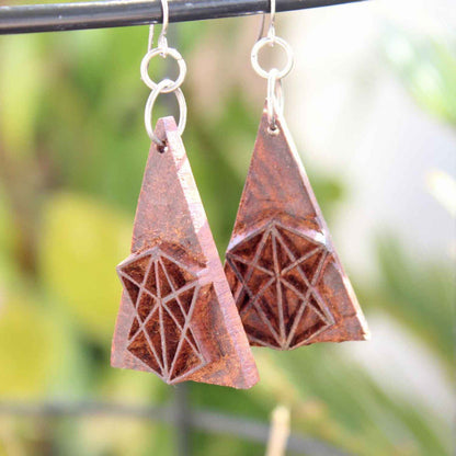Bharani Rekh Wooden Earrings With Wood Block Carving – Jewellery on Brown Living™. SKU: UARKHWJER010. Img 2.
