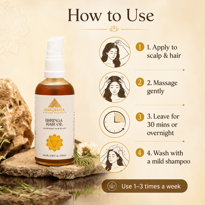 Bhringa Hair Oil with Bhringraj & Amla | Ayurvedic Hair Oil – Hair Oil on Brown Living™. SKU: 012. Img 4.