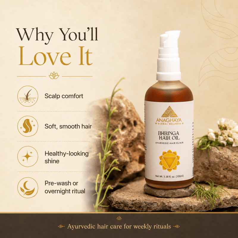 Bhringa Hair Oil with Bhringraj & Amla | Ayurvedic Hair Oil – Hair Oil on Brown Living™. SKU: 012. Img 3.