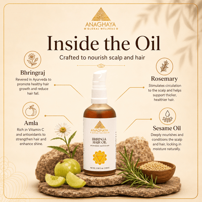 Bhringa Hair Oil with Bhringraj & Amla | Ayurvedic Hair Oil – Hair Oil on Brown Living™. SKU: 012. Img 6.