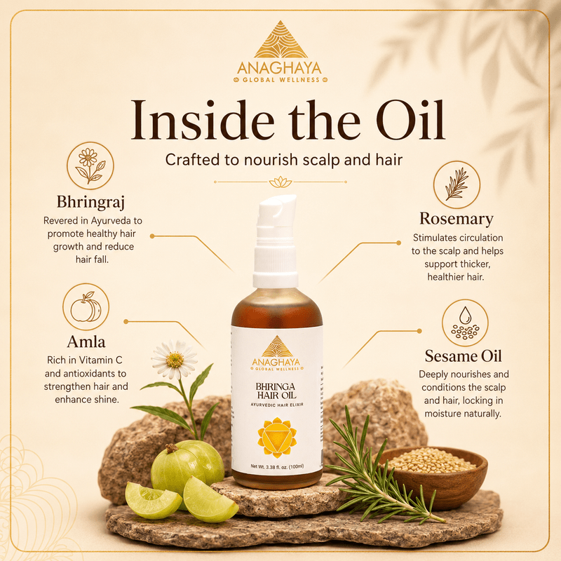 Bhringa Hair Oil with Bhringraj & Amla | Ayurvedic Hair Oil – Hair Oil on Brown Living™. SKU: 012. Img 6.