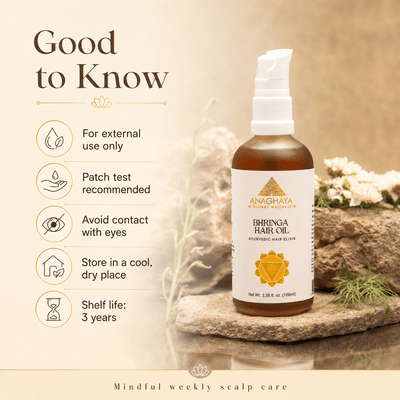 Bhringa Hair Oil with Bhringraj & Amla | Ayurvedic Hair Oil – Hair Oil on Brown Living™. SKU: 012. Img 5.