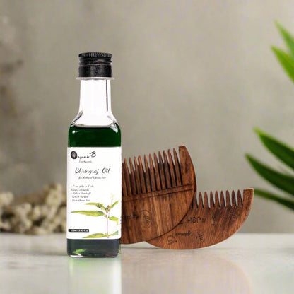 Bhringraj Oil & Wooden Applicator Combo | Verified Sustainable by Brown Living™