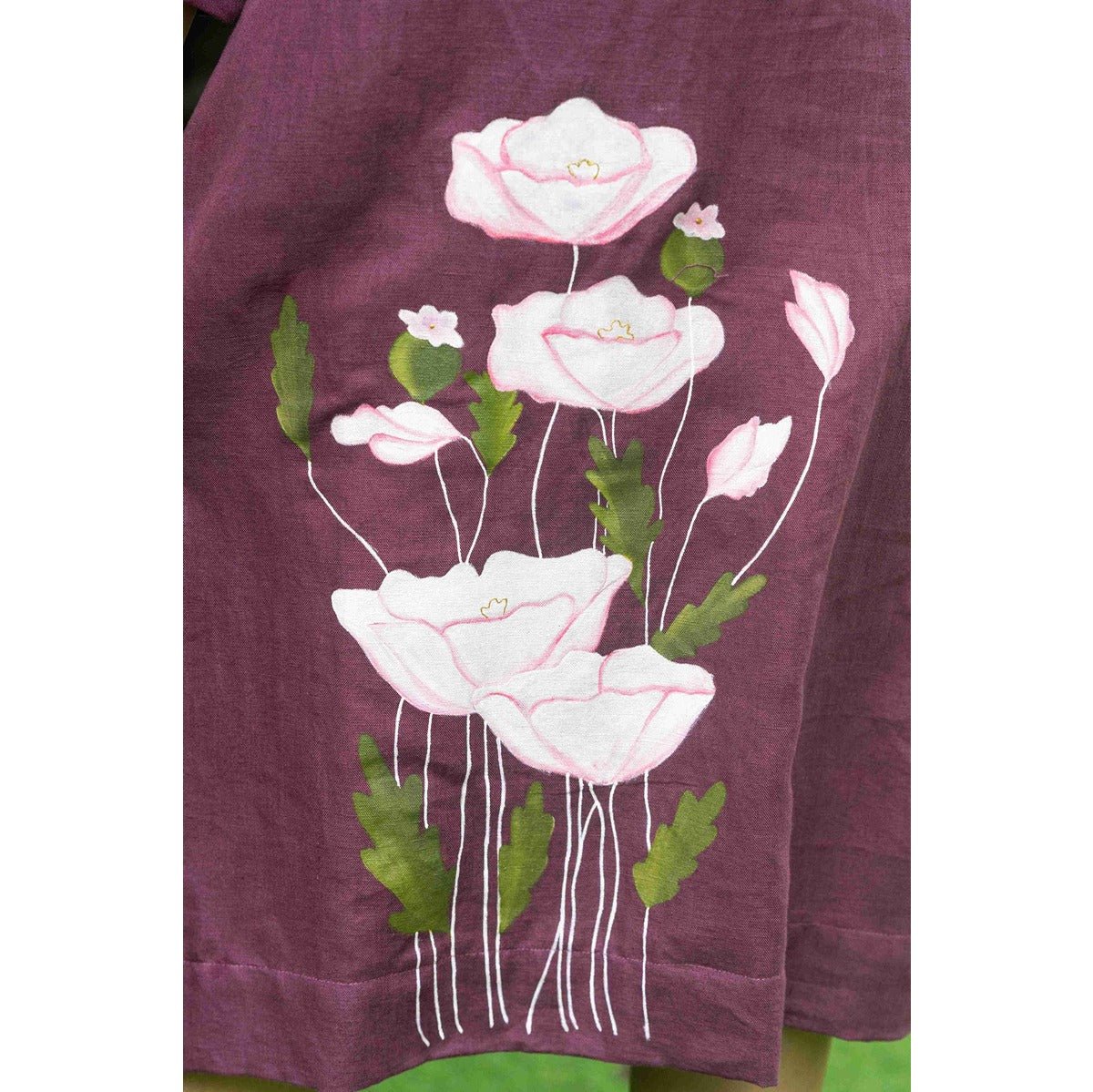 Bhumi Deep Wine Flower Painting Cotton Dress for Women – Womens Dress on Brown Living™. SKU: HD1026XSN. Img 5.