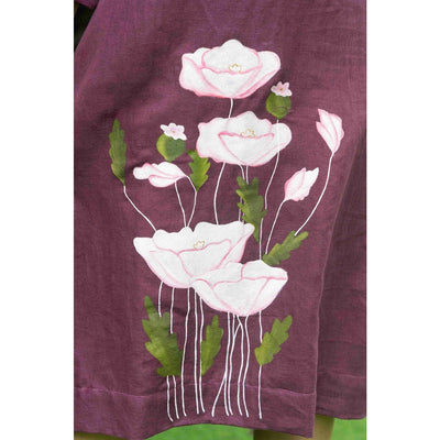 Bhumi Deep Wine Flower Painting Cotton Dress for Women – Womens Dress on Brown Living™. SKU: HD1026XSN. Img 5.