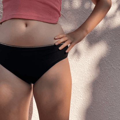 Bikini Medium Flow | Reusable Sanitary Panty for Period Protection – Womens Underwear on Brown Living™. SKU: CBMBLXS. Img 1.