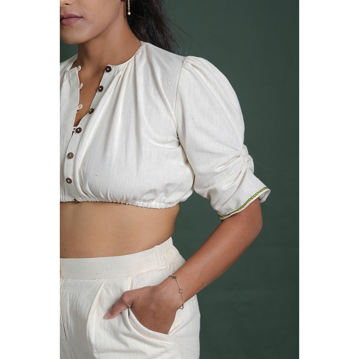 Bini Bini Blouse | Stylish Women Blouse | Ethnic & Fusion Wear Top – Womens Blouse on Brown Living™. SKU: DL0126XSn. Img 3.