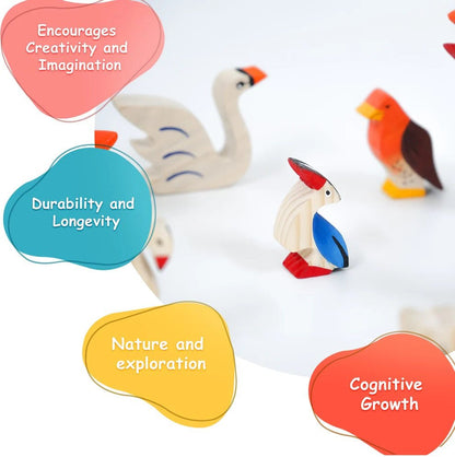 Birds Wooden Figurine Set – Neem Wood Montessori Toys – Wooden Toys on Brown Living™. SKU: allbird. Img 2.