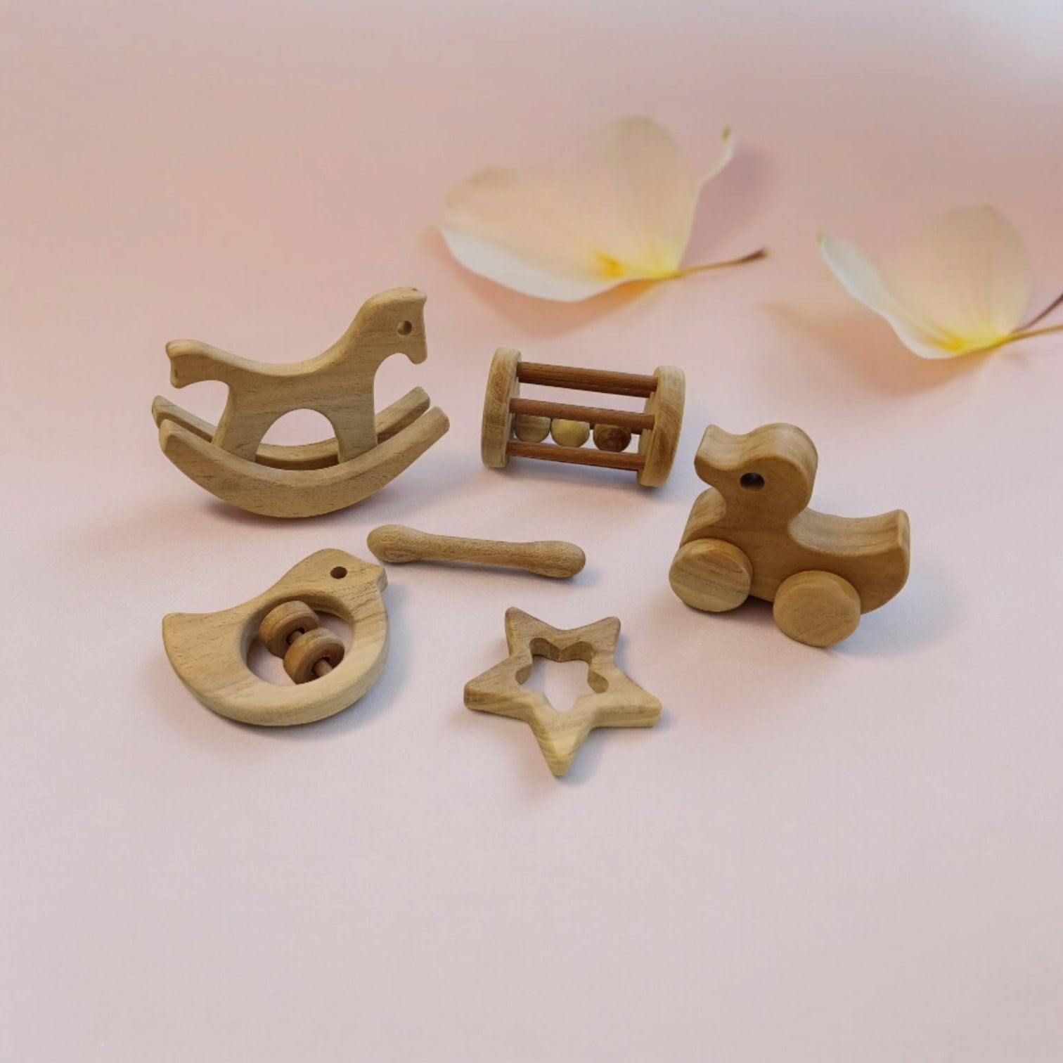 Birthday Gift Neem Wooden Combo Toys for Toddlers | Safe Play Set – Wooden Toys on Brown Living™. SKU: SWRT_SHRS-TMBLR-DK-DV-STR-DBL. Img 1.