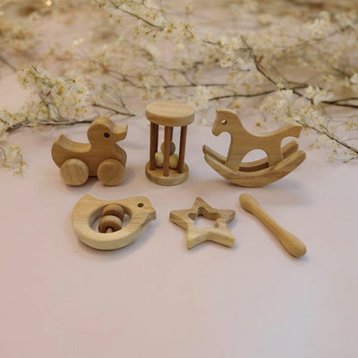 Birthday Gift Neem Wooden Combo Toys for Toddlers | Safe Play Set – Wooden Toys on Brown Living™. SKU: SWRT_SHRS-TMBLR-DK-DV-STR-DBL. Img 2.