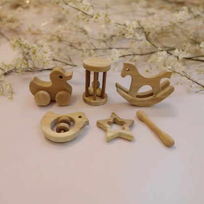 Birthday Gift Neem Wooden Combo Toys for Toddlers | Safe Play Set – Wooden Toys on Brown Living™. SKU: SWRT_SHRS-TMBLR-DK-DV-STR-DBL. Img 2.