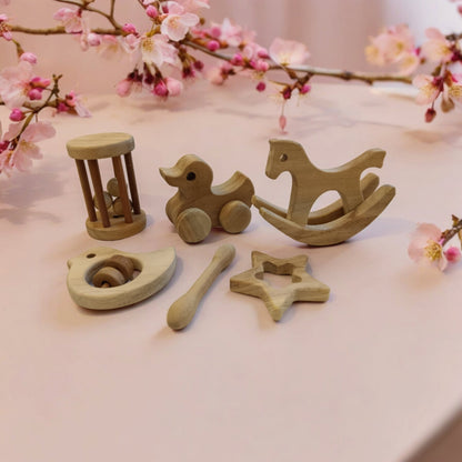 Birthday Gift Neem Wooden Combo Toys for Toddlers | Safe Play Set – Wooden Toys on Brown Living™. SKU: SWRT_SHRS-TMBLR-DK-DV-STR-DBL. Img 3.