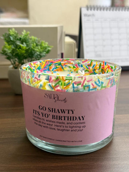 Birthday Scented Candle - Celebration Candle Gift for Loved Ones – Candles & Fragrances on Brown Living™. SKU: SS-09. Img 1.