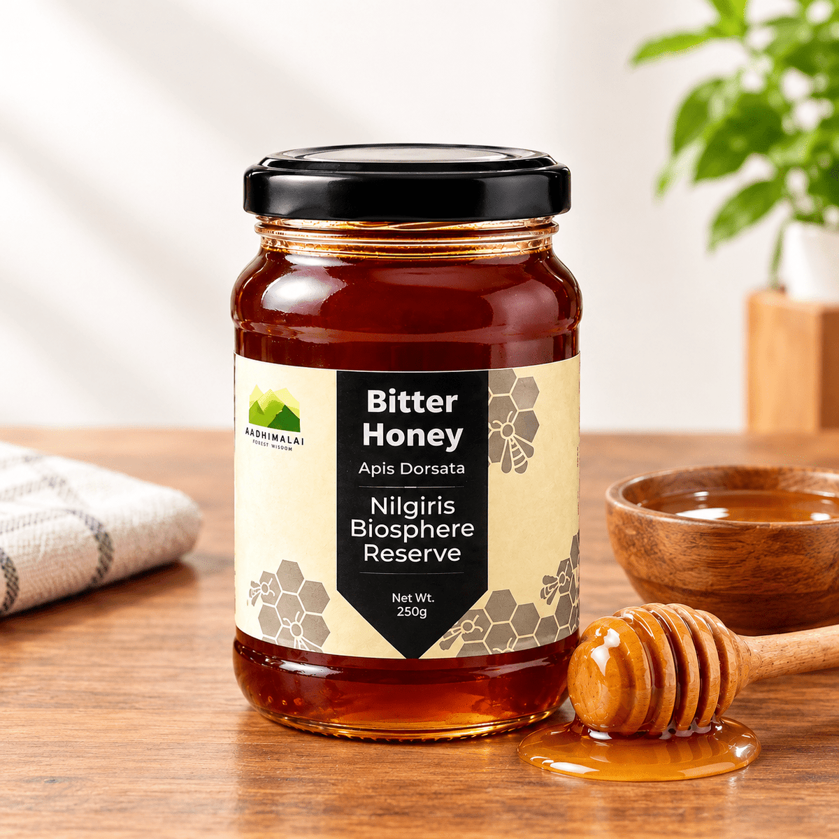 Bitter Honey – Raw & Pure | Apis dorsata Wild Forest Honey – Honey & Syrups on Brown Living™. SKU: APPCL-004. Img 2.