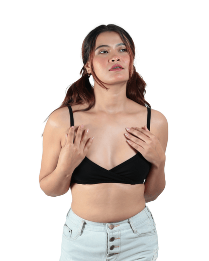 Black Amora Bralette | Stylish & Comfortable Cotton Bralette for Women – Womens Top on Brown Living™. SKU: 008AMORABLACKXS. Img 6.