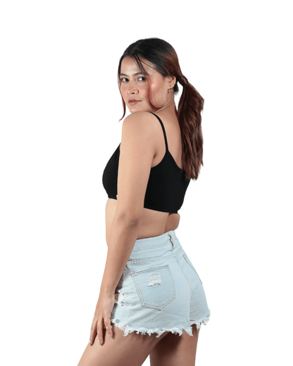 Black Amora Bralette | Stylish & Comfortable Cotton Bralette for Women – Womens Top on Brown Living™. SKU: 008AMORABLACKXS. Img 9.