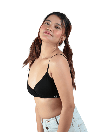 Black Amora Bralette | Stylish & Comfortable Cotton Bralette for Women – Womens Top on Brown Living™. SKU: 008AMORABLACKXS. Img 5.