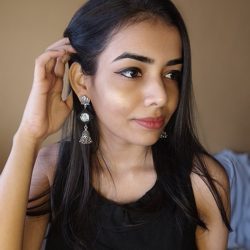 Black And Silver Mirror Everyday Earrings | Verified Sustainable by Brown Living™