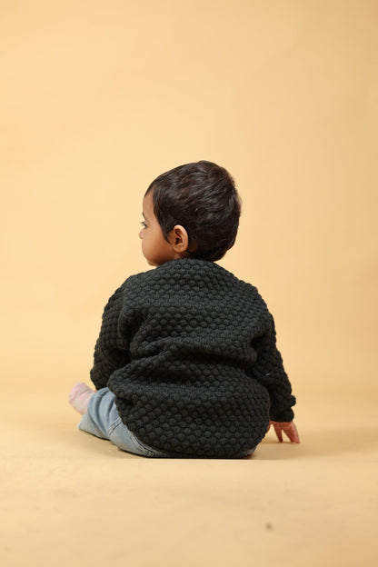Black Bear Merino Wool Baby Cardigan – Herbal Dyed & Cozy – Kids Daywear Sets on Brown Living™. SKU: BBC01001. Img 4.