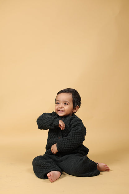 Black Bear Merino Wool Full Cord Set – Herbal Dyed Baby Wear – Kids Daywear Sets on Brown Living™. SKU: BC01001. Img 1.