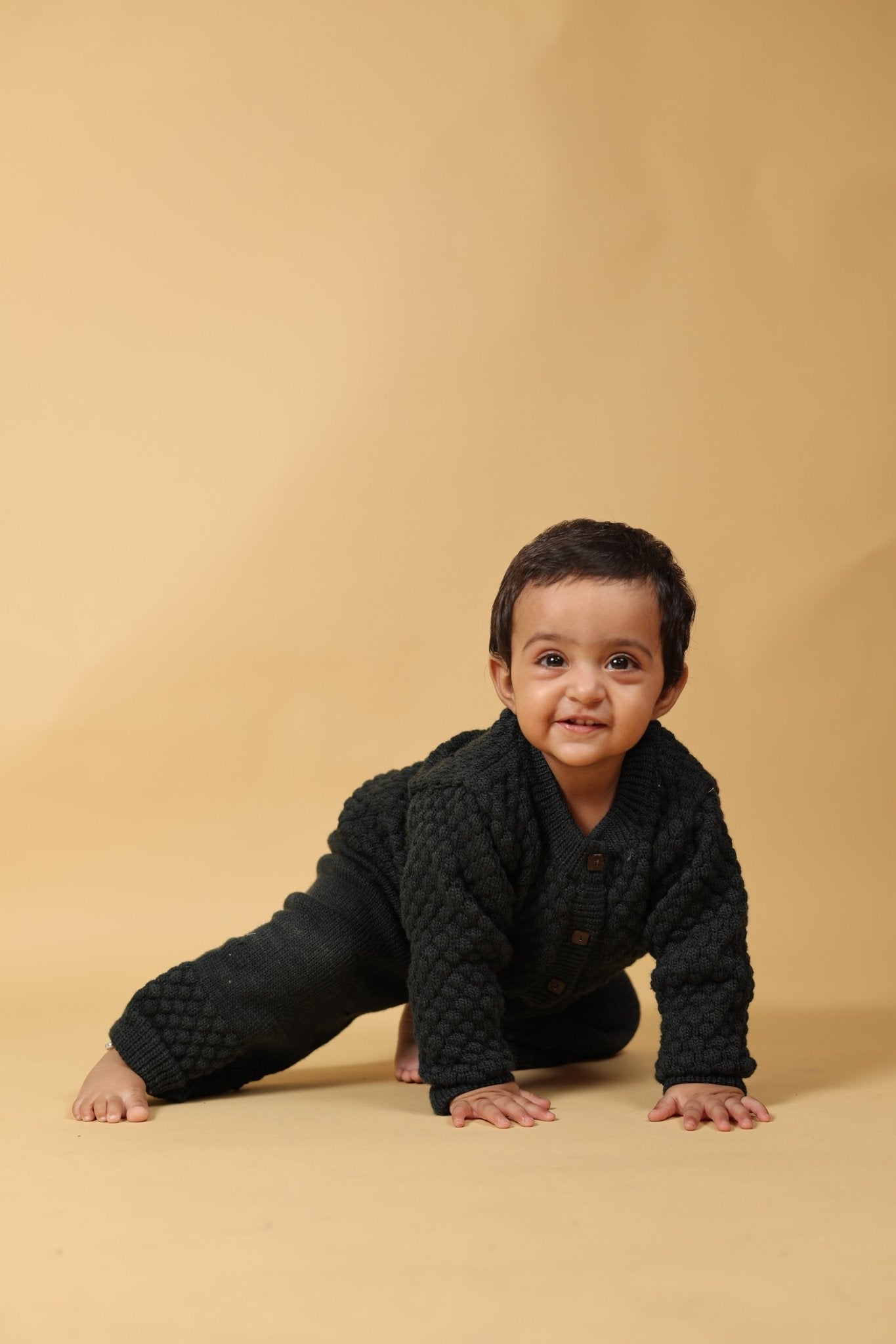 Black Bear Merino Wool Full Cord Set – Herbal Dyed Baby Wear – Kids Daywear Sets on Brown Living™. SKU: BC01001. Img 2.