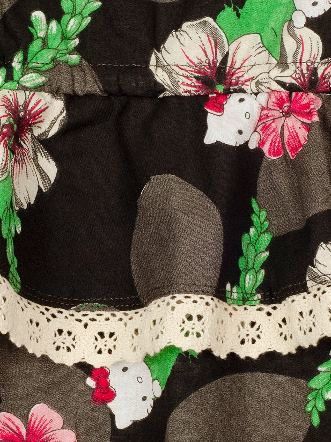 Black Cotton Gardenia Dress For Girls – Soft & Comfortable – Kids Daywear Sets on Brown Living™. SKU: PG149_1. Img 3.