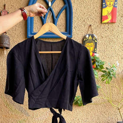 Black cotton readymade blouse – Womens Blouse on Brown Living™. SKU: SKU - 133. Img 3.