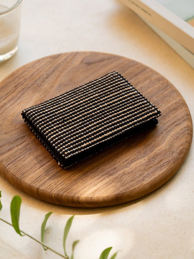 Black Handwoven Card Holder | Rekha Minimal Wallet – Card Sleeves on Brown Living™. SKU: S25REKHCARD220-BLK. Img 2.
