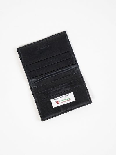 Black Handwoven Card Holder | Rekha Minimal Wallet – Card Sleeves on Brown Living™. SKU: S25REKHCARD220-BLK. Img 5.