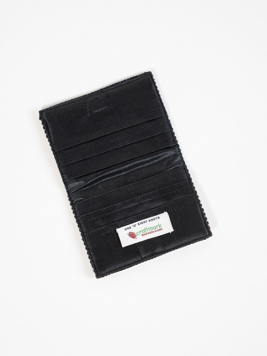 Black Handwoven Card Holder | Rekha Minimal Wallet – Card Sleeves on Brown Living™. SKU: S25REKHCARD220-BLK. Img 5.