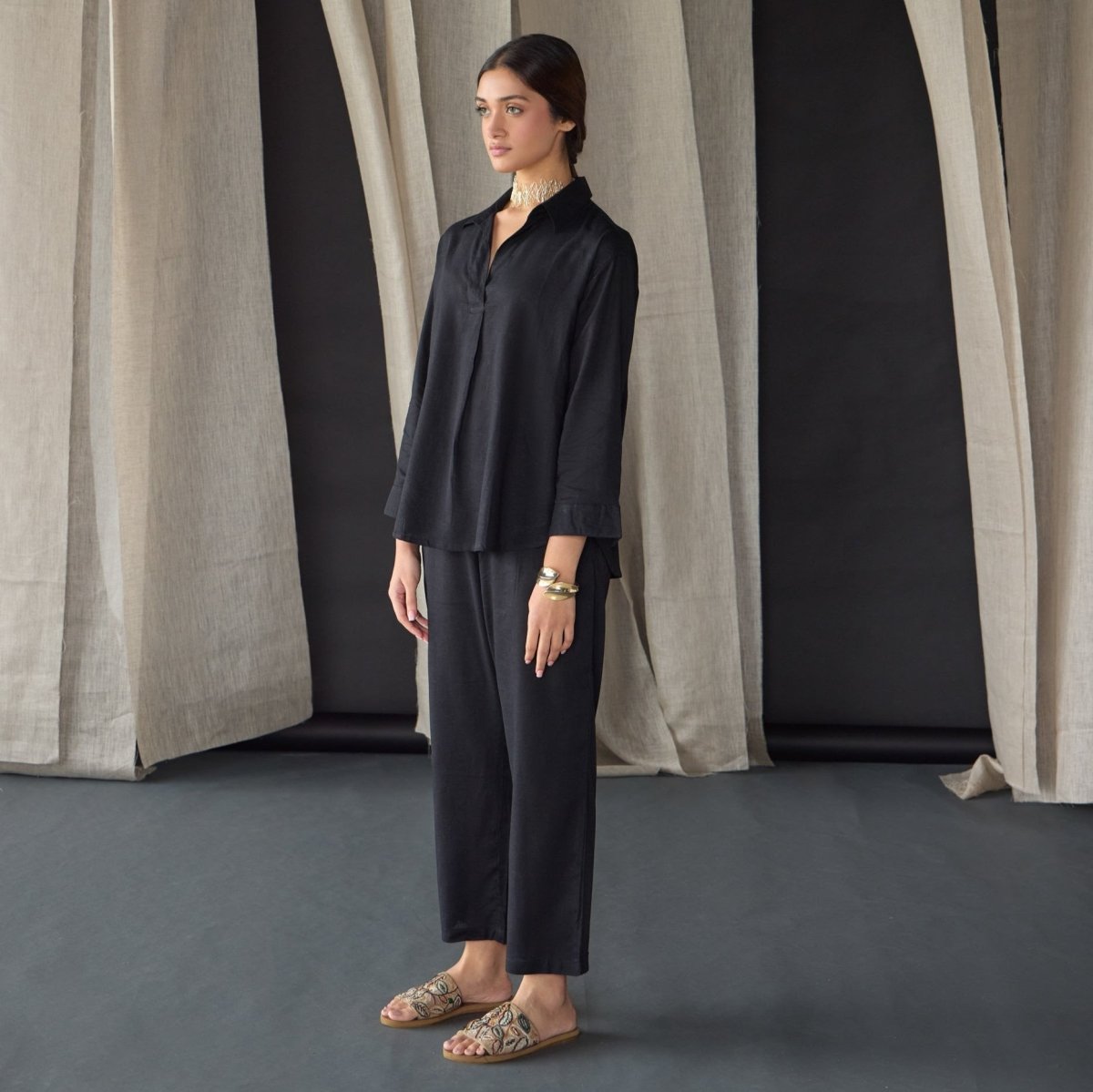 Black Linen Co - ord Set | Verified Sustainable by Brown Living™