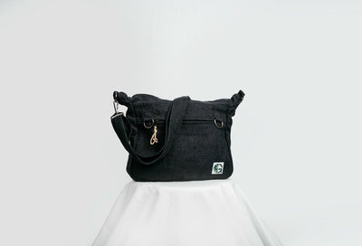 Black Messenger Sling Bag | Minimal Everyday Crossbody Bag – Sling Bag on Brown Living™. SKU: OGSBM02. Img 3.
