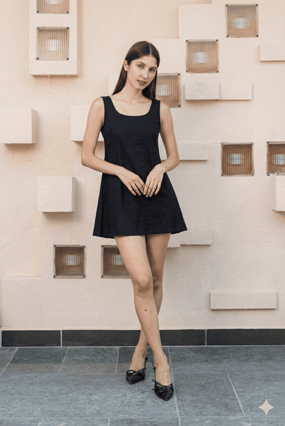 Black Mini Kala Cotton Dress for Women – Womens Dress on Brown Living™. SKU: BL_HOA58. Img 3.