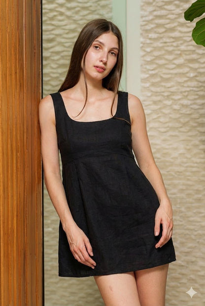 Black Mini Kala Cotton Dress for Women – Womens Dress on Brown Living™. SKU: BL_HOA59. Img 1.