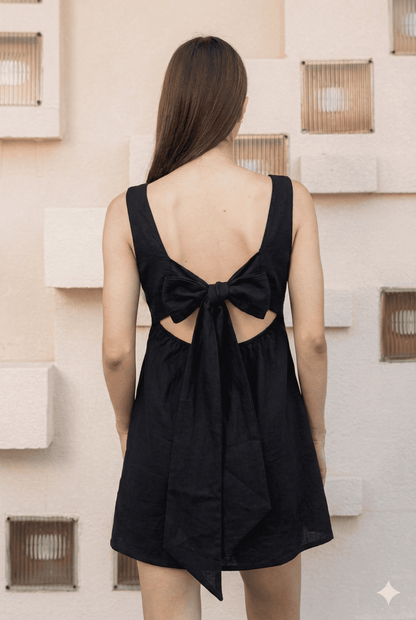 Black Mini Kala Cotton Dress for Women – Womens Dress on Brown Living™. SKU: BL_HOA60. Img 2.