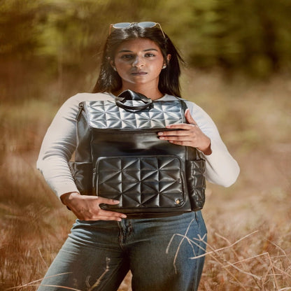 Black Noir Vegan Leather Bagpack – Backpacks on Brown Living™. SKU: BPGH2025 - 4001. Img 6.