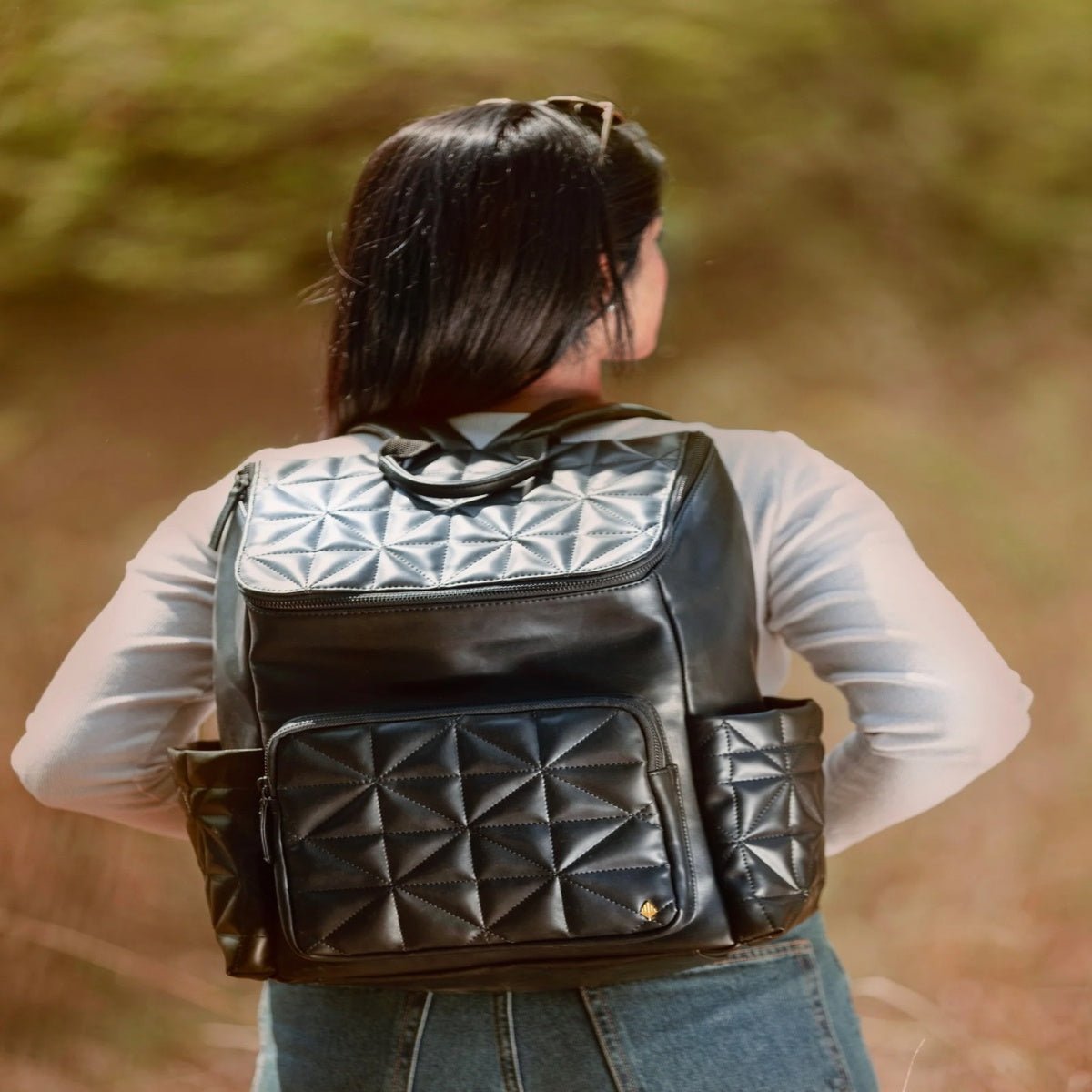 Black Noir Vegan Leather Bagpack – Backpacks on Brown Living™. SKU: BPGH2025 - 4001. Img 8.