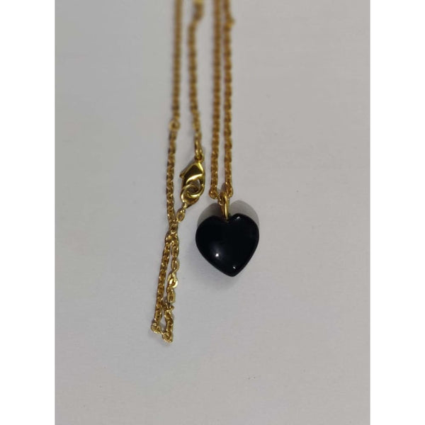 Black Obsidia Stone Pendant with Golden Chain | Verified Sustainable Womens Charms & Pendants on Brown Living™