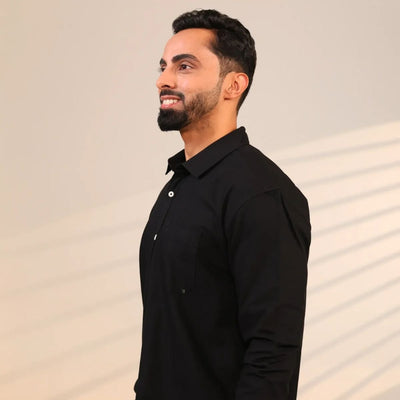 Black Onyx Shirt – Classic Cotton Shirt for Men – Mens Shirt on Brown Living™. SKU: DB - BK - F - S. Img 4.