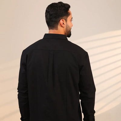 Black Onyx Shirt – Classic Cotton Shirt for Men – Mens Shirt on Brown Living™. SKU: DB - BK - F - S. Img 3.