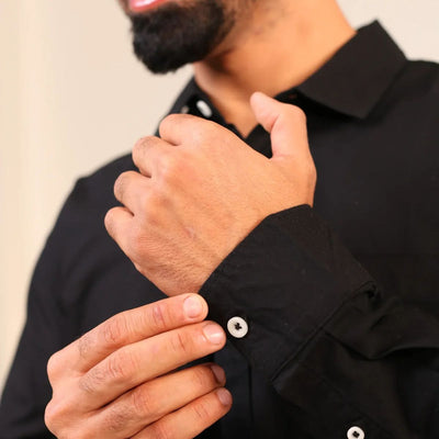 Black Onyx Shirt – Classic Cotton Shirt for Men – Mens Shirt on Brown Living™. SKU: DB - BK - F - S. Img 6.