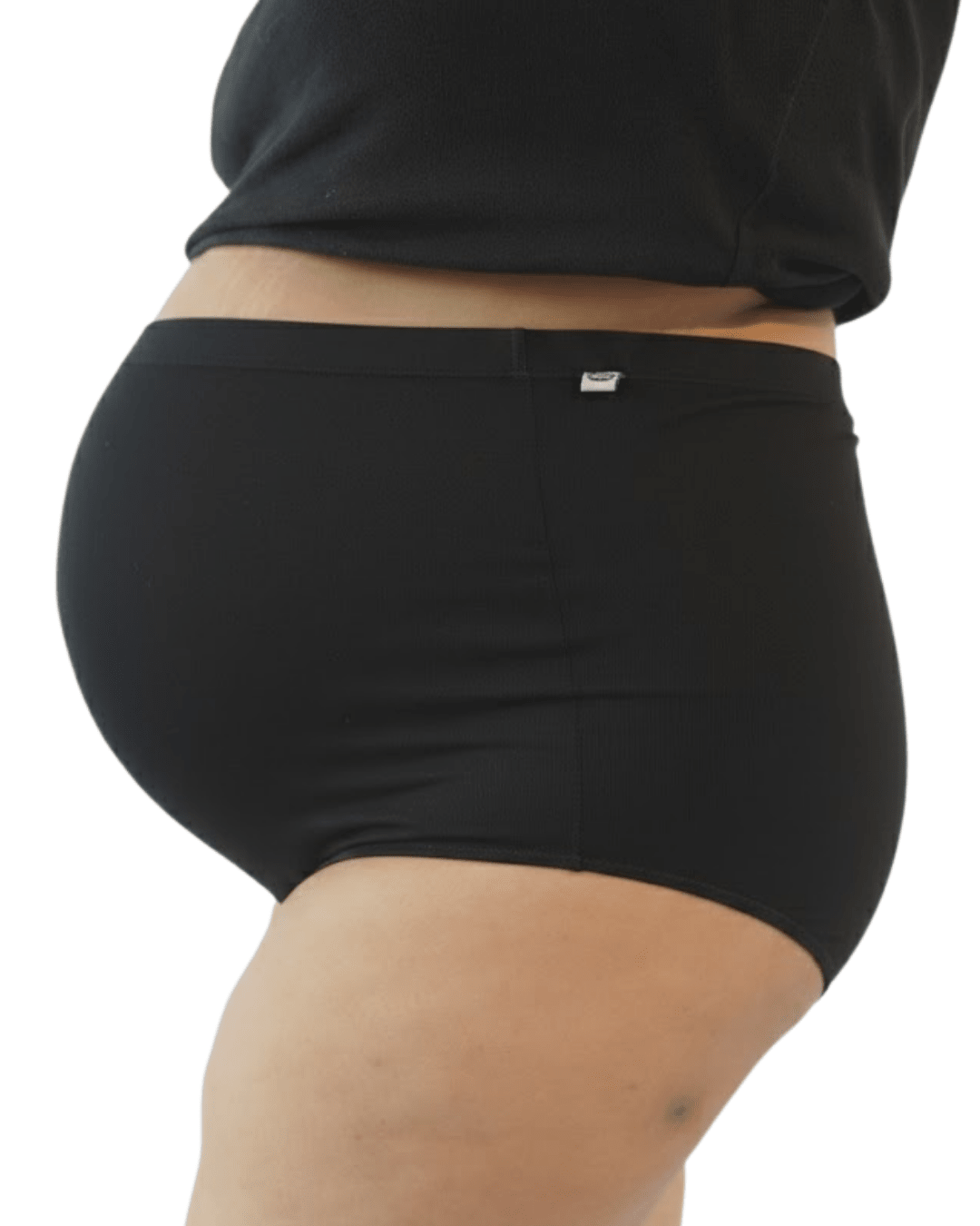 Black Organic Cotton Maternity Brief – Womens Maternity Wear on Brown Living™. SKU: 005BABLACKAOP-S. Img 1.