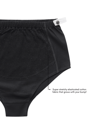Black Organic Cotton Maternity Brief – Womens Maternity Wear on Brown Living™. SKU: 005BABLACKAOP-S. Img 2.