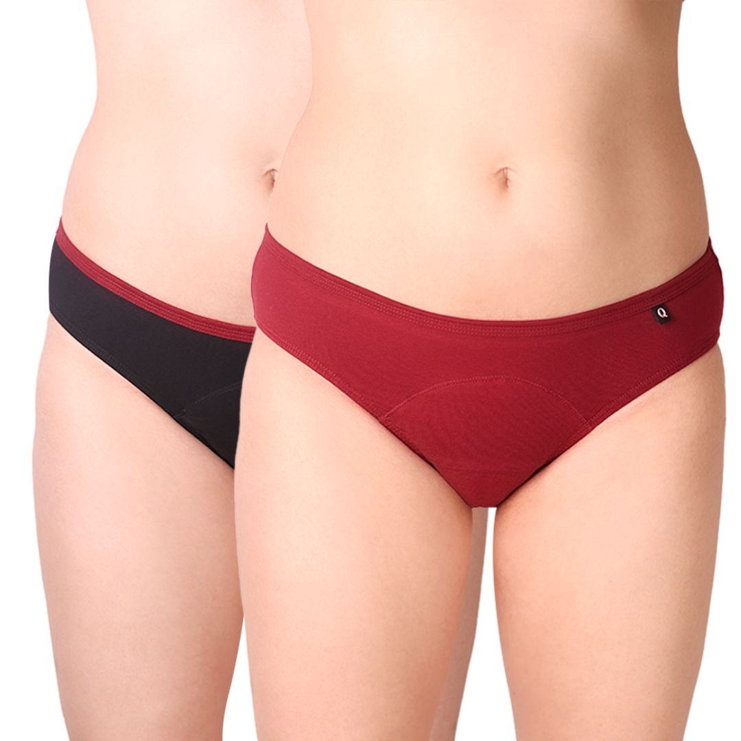 Black & Red Lite Period Underwear | Leakproof Combo (Pack of 2) – Womens Underwear on Brown Living™. SKU: Q1036-XS. Img 8.