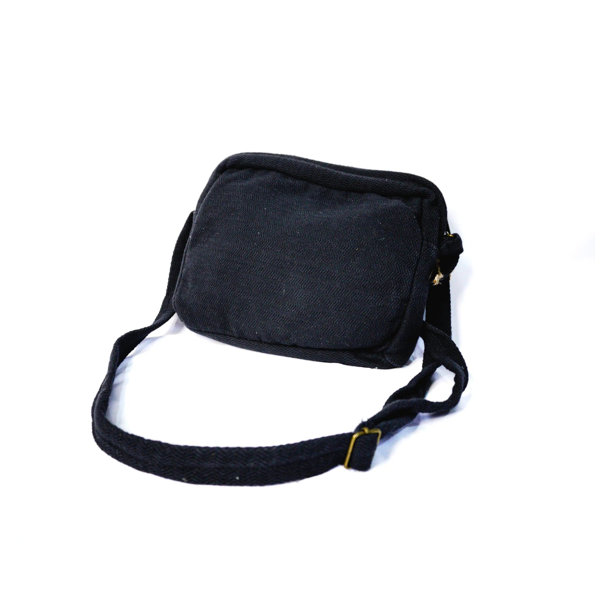 Black Reiek Sling Bag | Sustainable Hemp Crossbody Bag – Womens Handbag on Brown Living™. SKU: OGSBGRK02. Img 11.
