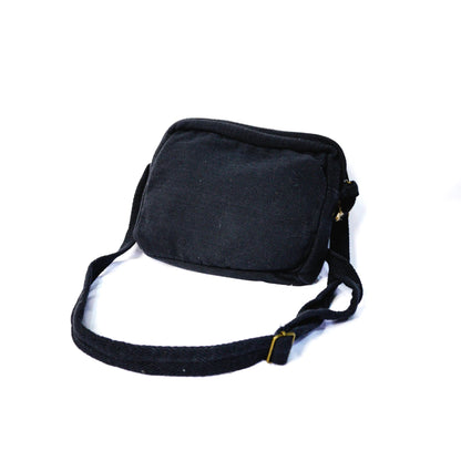 Black Reiek Sling Bag | Sustainable Hemp Crossbody Bag – Womens Handbag on Brown Living™. SKU: OGSBGRK02. Img 5.
