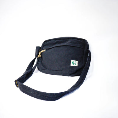Black Reiek Sling Bag | Sustainable Hemp Crossbody Bag – Womens Handbag on Brown Living™. SKU: OGSBGRK02. Img 6.