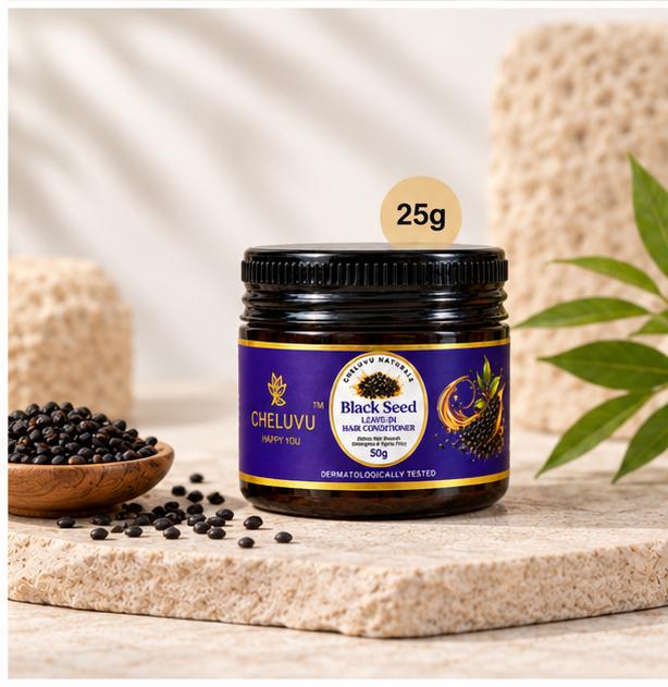 Black Seed Leave-In Hair Conditioner for Frizz Control – Hair Conditioner on Brown Living™. SKU: CH-0150_25g. Img 10.