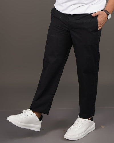 Black Straight Fit Cotton Trousers | Semi-Formal Wear – Mens Trousers on Brown Living™. SKU: AT15H-TROUSER-30. Img 5.